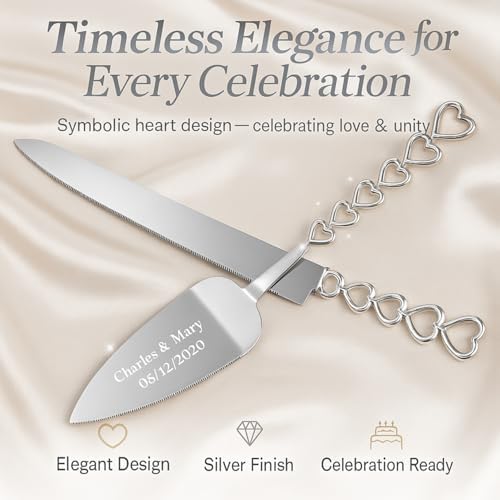 GIFTS INFINITY Personalized Wedding Cake Knife and Server Set with