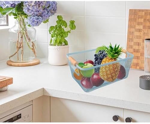 AJIODA Metal Mesh Steel Basket, Small Wire Storage Organizer Baskets