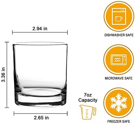 QAPPDA 7oz Old Fashioned Glasses Set of 12, Lead-Free Clear Rocks