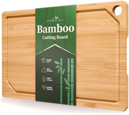 Kitsure Bamboo Cutting Board for Kitchen, Large, Natural