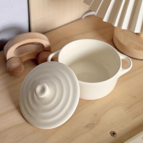 Pumpkin Bowl Set with Lid and Handle, Set of 4 Ceramic Ramekins for