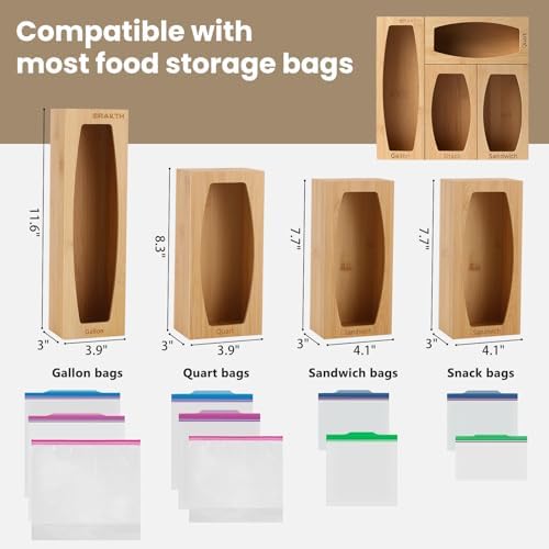 CRAKTH Plastic Bag Storage Organizer for Kitchen Drawer, Bamboo