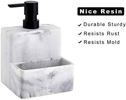 zccz Soap Dispenser and Sponge Holder, Marble Look