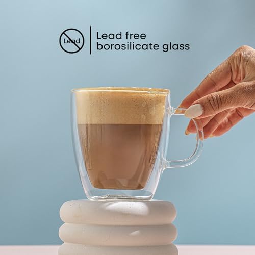 JoyJolt Savor Double Wall Insulated Glasses - Coffee Mugs (Set of 2)