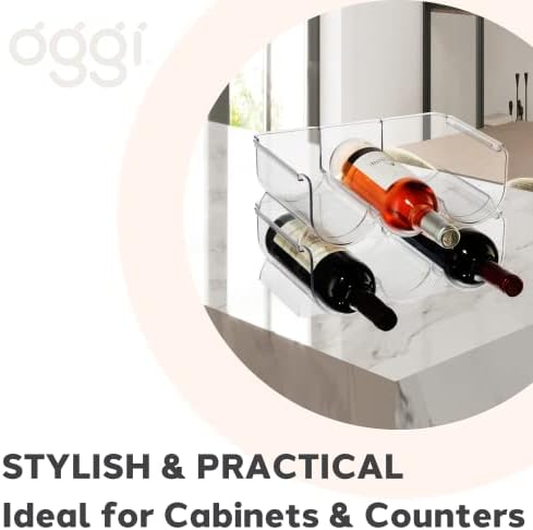 Oggi Bottle Rack for Wine, 6 Bottle Wine Storage - Stackable Wine