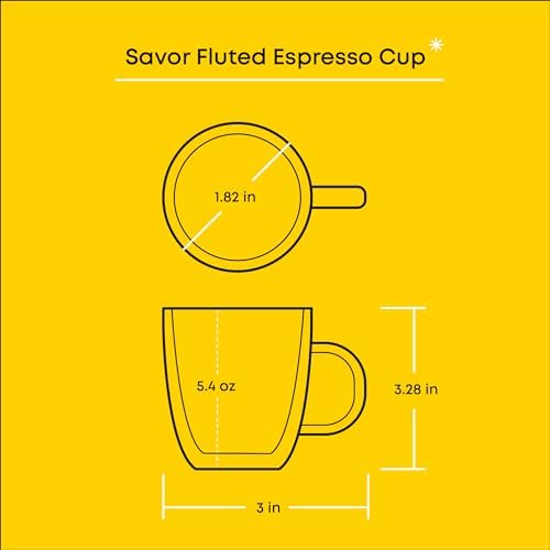 JoyJolt Fluted Glass Espresso Cups, 5.4oz Espresso Cup - Set of 2
