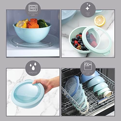 COOK WITH COLOR Mixing Bowls with TPR Lids - 12 Piece Plastic Nesting