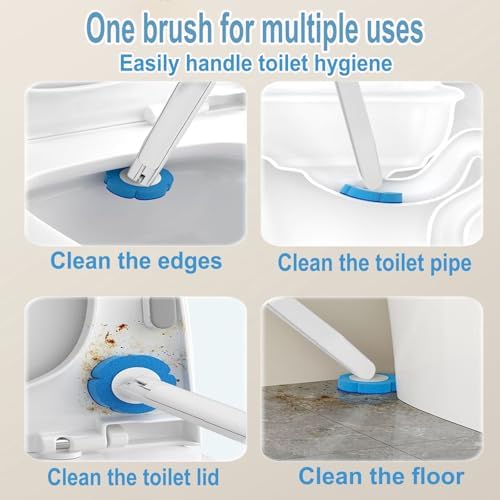 Disposable Toilet Brush and Holder Set, 2 Pack, Blue