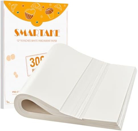 SMARTAKE 300 Pcs White Parchment Paper Sheets, 12x16 Inches, Non-Stick