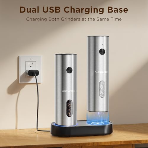 Newise Electric Salt and Pepper Grinder Set, Rechargeable