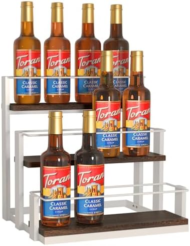 J JACKCUBE DESIGN Coffee Syrup Organizer Rack Station, Coffee Bar