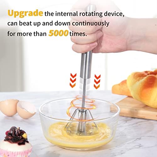 Newness Egg Whisk, [2 Pack 10in & 12in] Stainless Steel Hand Push