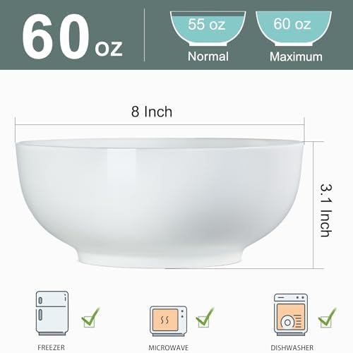 60 oz Large Pho Soup Bowls, Large Ramen Bowls, Off-White Big Ceramic