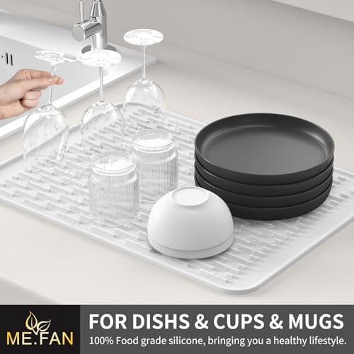 ME.FAN Silicone Dish Drying Mat for Kitchen Counter, Dish Drying Pad