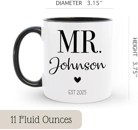 Personalized Mr & Mrs Coffee Mug Set | Customized Couple Gift Set for