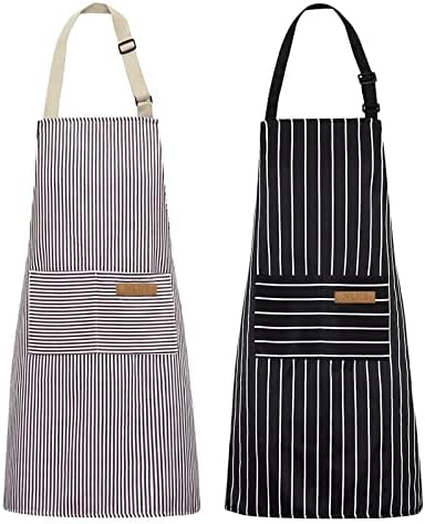 NLUS 2 Pack Kitchen Cooking Aprons, Adjustable Bib Soft Chef Apron
