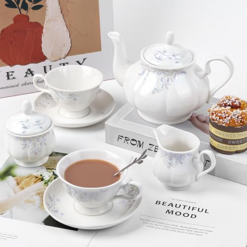 CHENP.HMC Tea Set 22-Piece Porcelain Ceramic Coffee Tea Gift Sets Cups