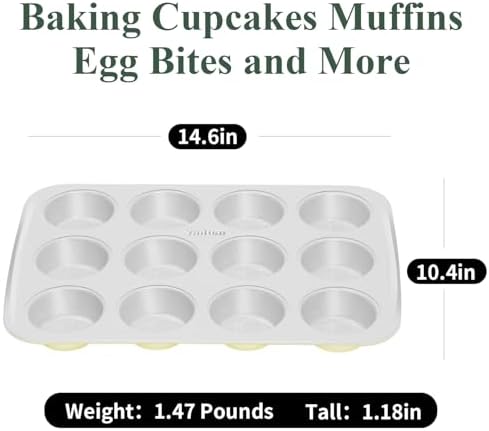 Nonstick Ceramic 12 Cup Muffin Pan, Cupcake Pan for Baking, Non-Toxic
