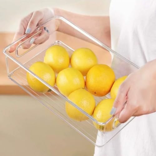 Stackable Refrigerator Organizer Bins, 6 Pack Clear Kitchen Organizer