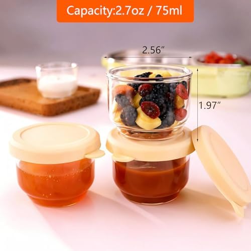 Salad Dressing Container To Go, 2.7 oz Glass Small Condiment Container