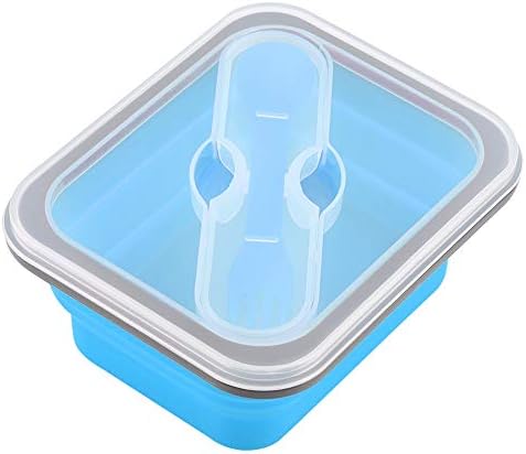 Silicone Collapsible Lunch Box, 600ml Food Storage Container with