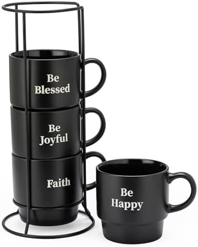 Signature Housewares Stackable Coffee Mug Tower Set with Metal Wire