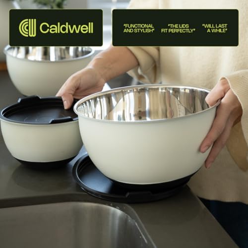 Caldwell Kitchen 3pc Stainless Steel Mixing Bowls w/ Lids &