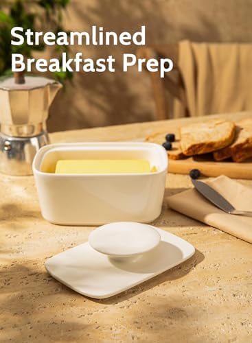Sweese Extra Large Butter Dish with Lid, 6.2" Porcelain Butter Keeper