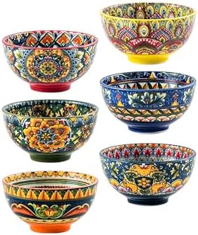 Henten Home Ceramic 5 oz Dipping Bowls, Boho Sauce Bowl Set of 6