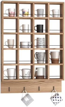 Wooden Coffee Mug Display Rack, Wall Mounted Coffee Cup Holder