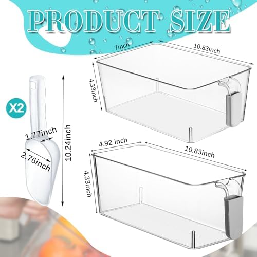 Havawish Ice Storage Bin and Flexible Scoop Set Plastic Freezer Bin