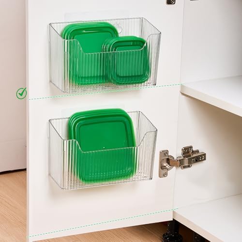Sinnsally 2 Pack Cabinet Door Organizer,Self Adhesive Lid Organizer