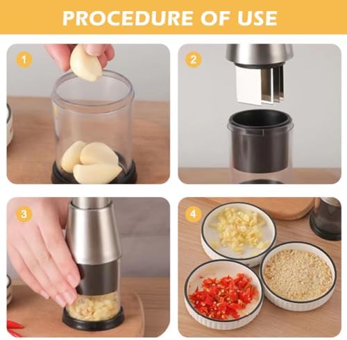 Manual Food Chopper, Stainless Steel Garlic Press