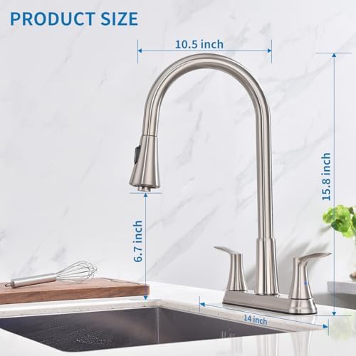 HOMELODY 8 inch Brushed Nickel Kitchen Faucet