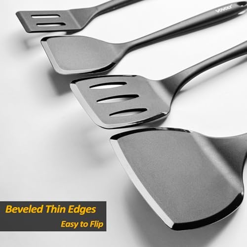 Silicone Pancake Spatula Turner, Lengthened Handle & Seamless Design
