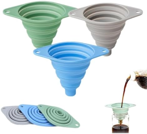 Foldable Silicone Funnel Set, Food-Grade Silicone Foldable Funnel for