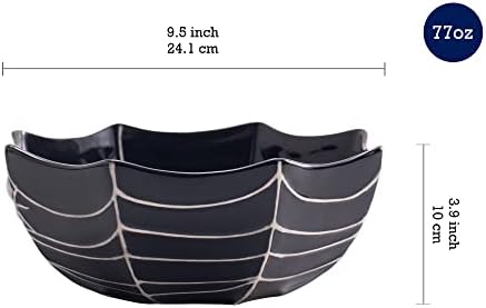 Bico Halloween Spider Web 9.5 inch Black Candy Ceramic Serving Bowl
