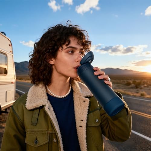 FJbottle Insulated Stainless Steel Water Bottle, 24 oz No Straw
