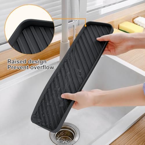 Kitchen Sink Silicone Organizer Tray, L, Dark Gray