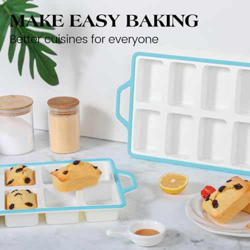Vinino 2 Pack 8-Cavity Mini Silicone Loaf Pans with Metal-Reinforced