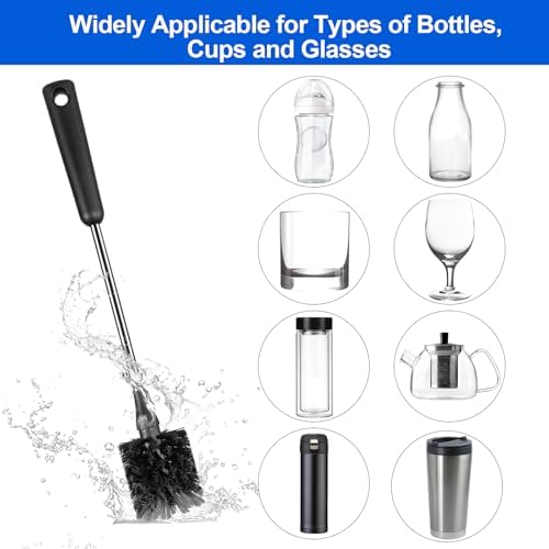 Bottle Brush, Long Stainless Steel Handle Water Bottle Brush Cleaner