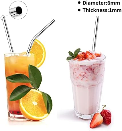 8 Pack Reusable Metal Straws Long Stainless Steel Straws Drinking
