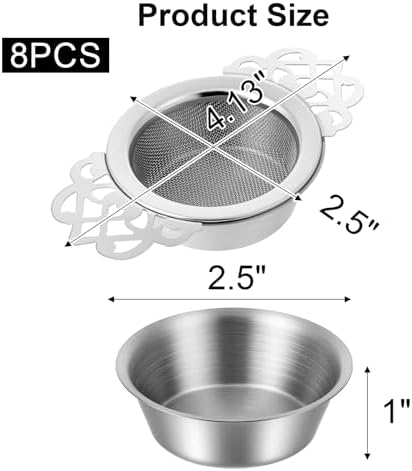 8 Pack Mesh Tea Filter Strainers, Stainless Metal Tea Infuser, Teas