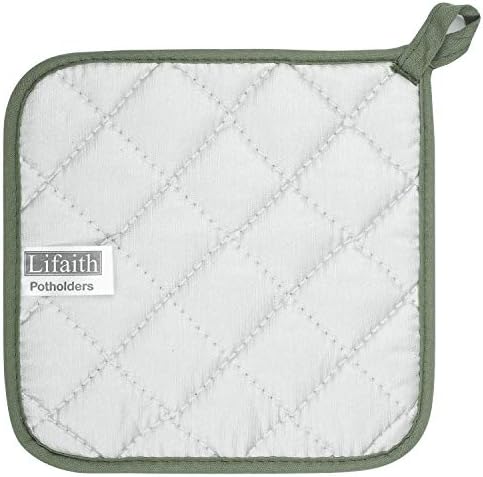 Cotton Terry Pot Holders, Set of 5, Olive Green