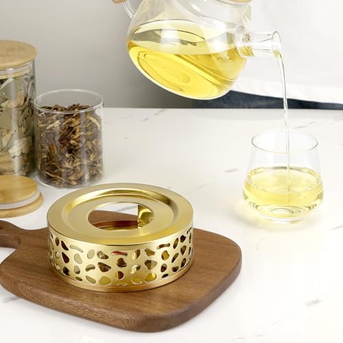 QWORK Tea Kettle Warmer, Brushed Stainless Steel Tea Kettle, Hollow