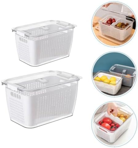 GLEAVI L 4.5l Fridge Fruit Storage Container Double Layer Draining