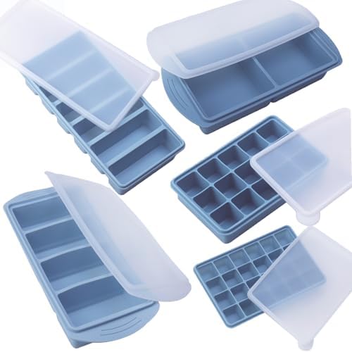 Silicone Freezer Molds Gift Set with 1,and 2 Tbsp, 1/2, 1, and 2 Cup