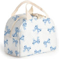 Lunch Box for Girls, Blue Bow Tie, Corduroy Lunch Bag for Women