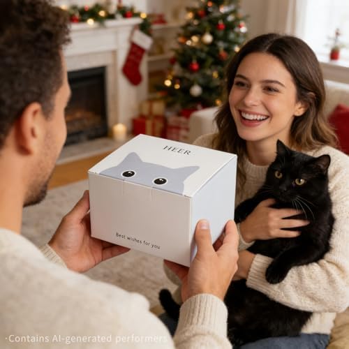 HEER Black Cat Ceramic Tea Mug 13.5oz with Infuser and Lid, Black