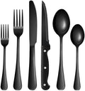 24-Piece Black Silverware Set with Steak Knives Black Stainless Steel